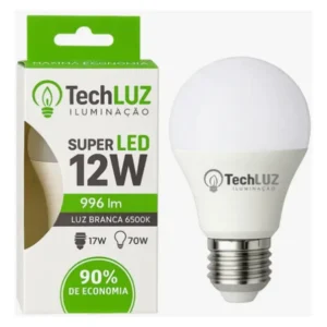 Lâmpada led Techluz Bulbo cor branco-frio 12W 6500K
