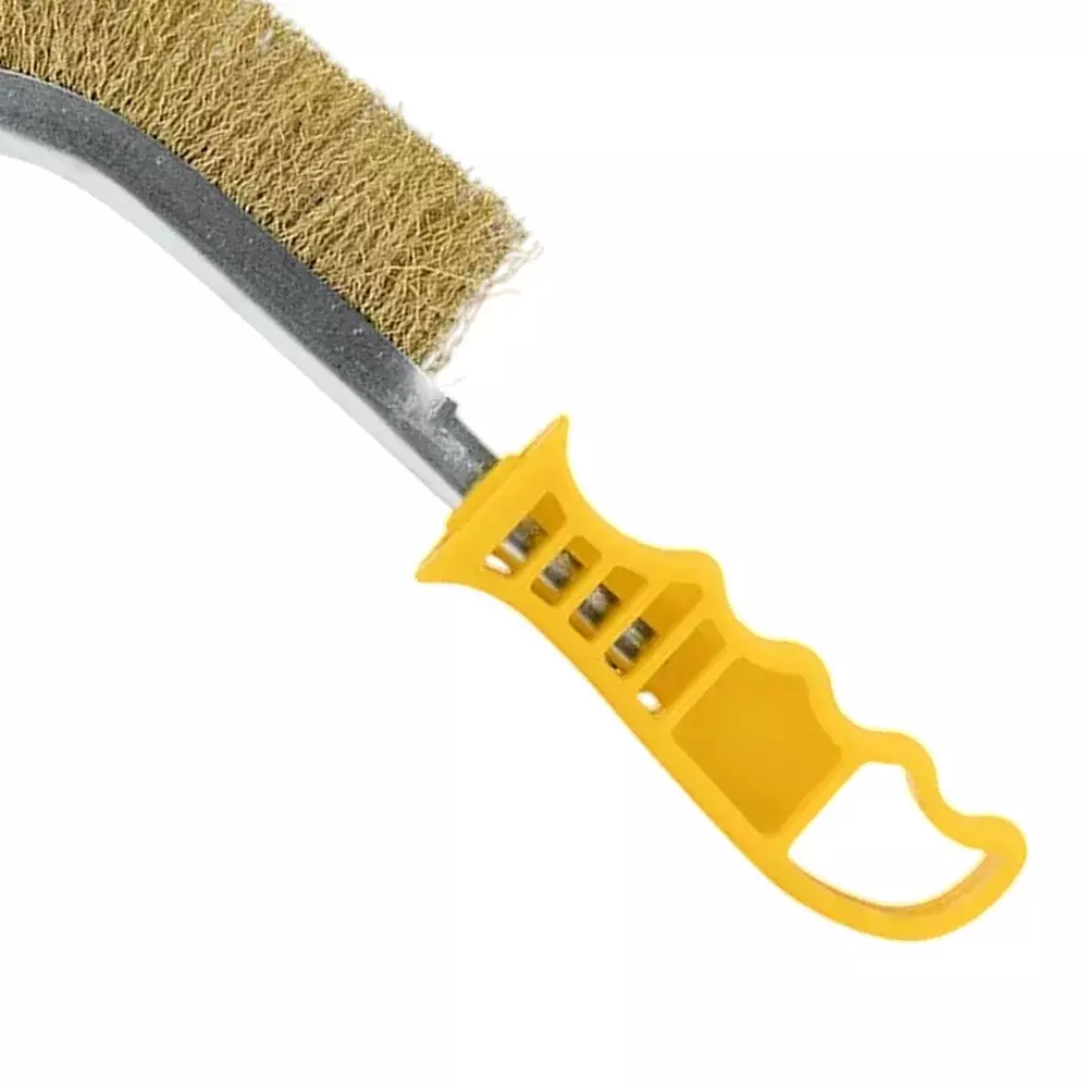 1. Escova de Aco Carbono Manual Cabo Plastico Amarelo Thompson - Imagem 2