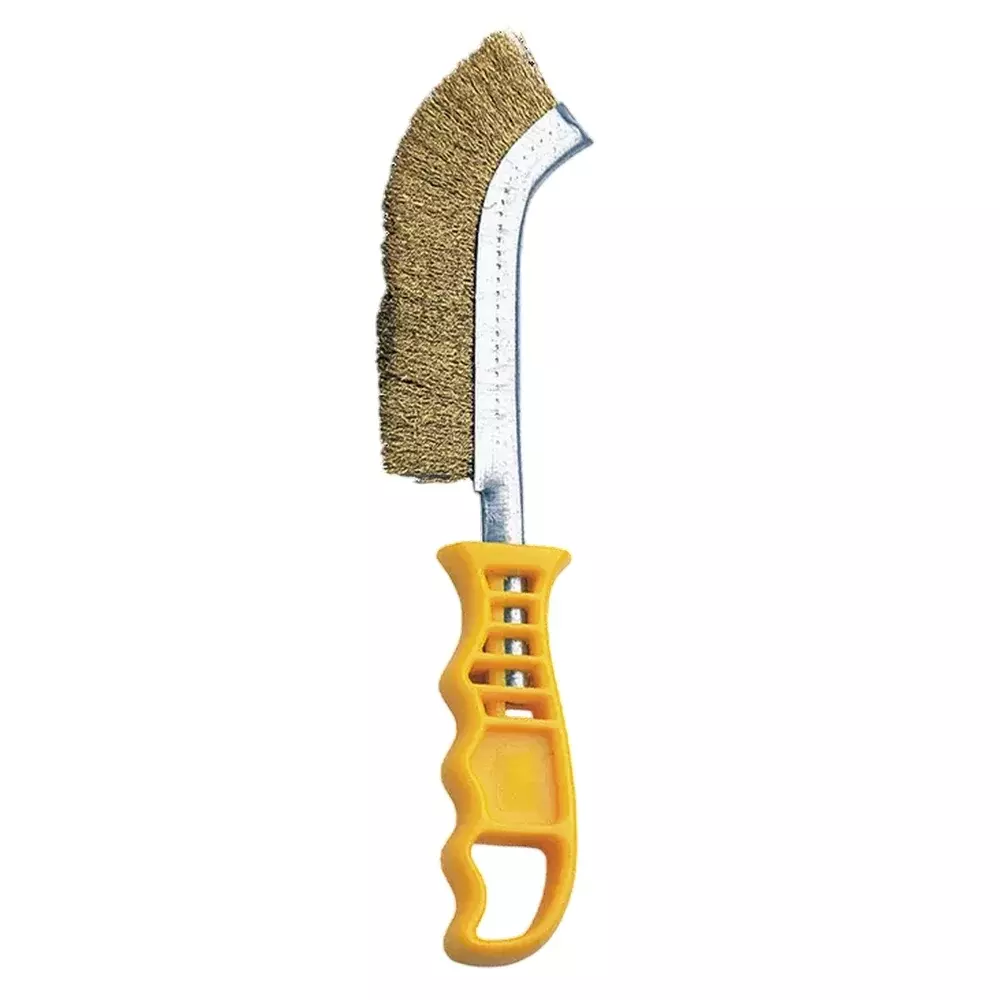 1 Escova de Aco Carbono Manual Cabo Plastico Amarelo Thompson