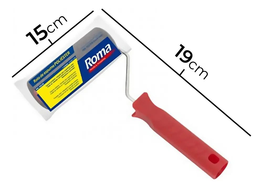 11. Rolo Para Pintura Espuma 15cm Com Cabo - Roma - Imagem 2