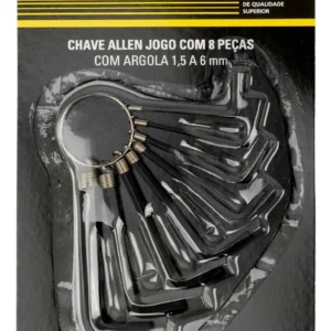Chave Allen Eda 5NR 8 Peças Aço Carbono 1.5 a 6 mm