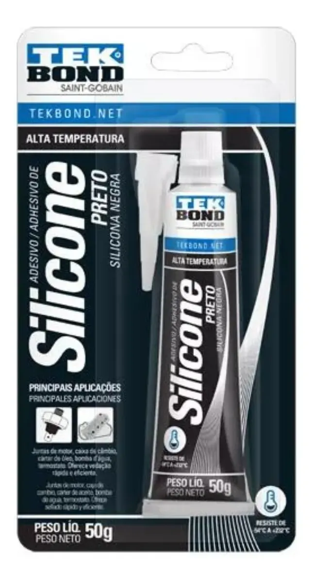 4 Silicone Alta Temperatura Preto Tekbond 50g Original