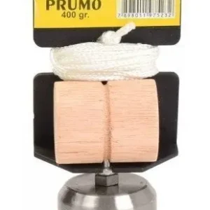 Prumo De Parede De Aço Maciço Base Madeira 4-400g