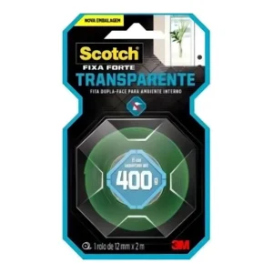 Fita Dupla Face Transp. Fixa Forte 12mmx2m 3m Scotch 400g