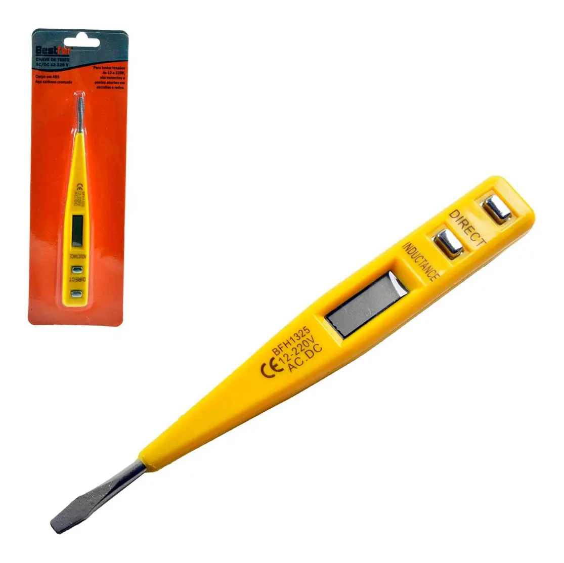 6 Chave Teste Elétrica Digital Bestfer BFH1325 Sem Fio Amarelo