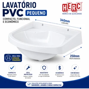 Lavatório Pvc Pequeno Branco 35,2X15,2X25,2