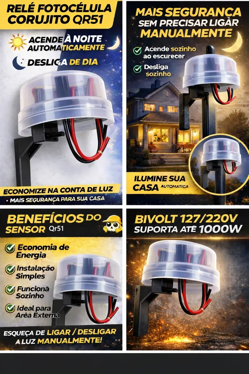 9. Relé Fotocélula Qualitronix Corujito Bivolt Qr51 - Imagem 2